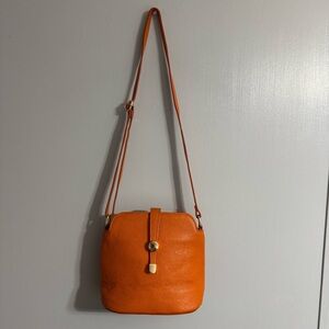 TANO Orange Italian Leather Crossbody Bag